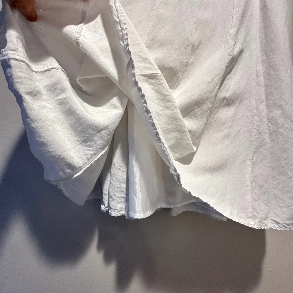 Appraisal Linen Blend Skirt Womens 14 White‎ A-Line Midi Coastal Chic Vacation